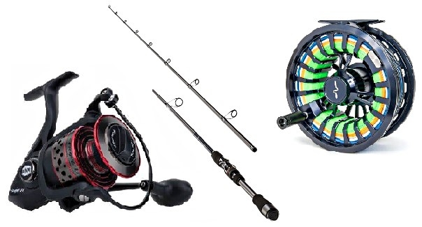CANNES A PÊCHE ET MOULINETS Fishing rods and reels